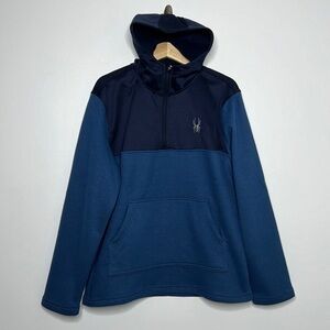 NWT Spyder men’s blue 1/4 zip marlin hooded jacket, size large